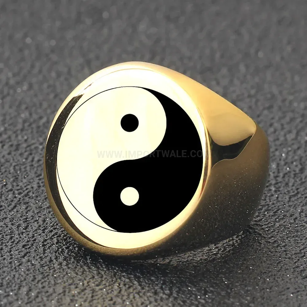 Stylish Yin Yang Tai Chi Round Stainless Steel Ring