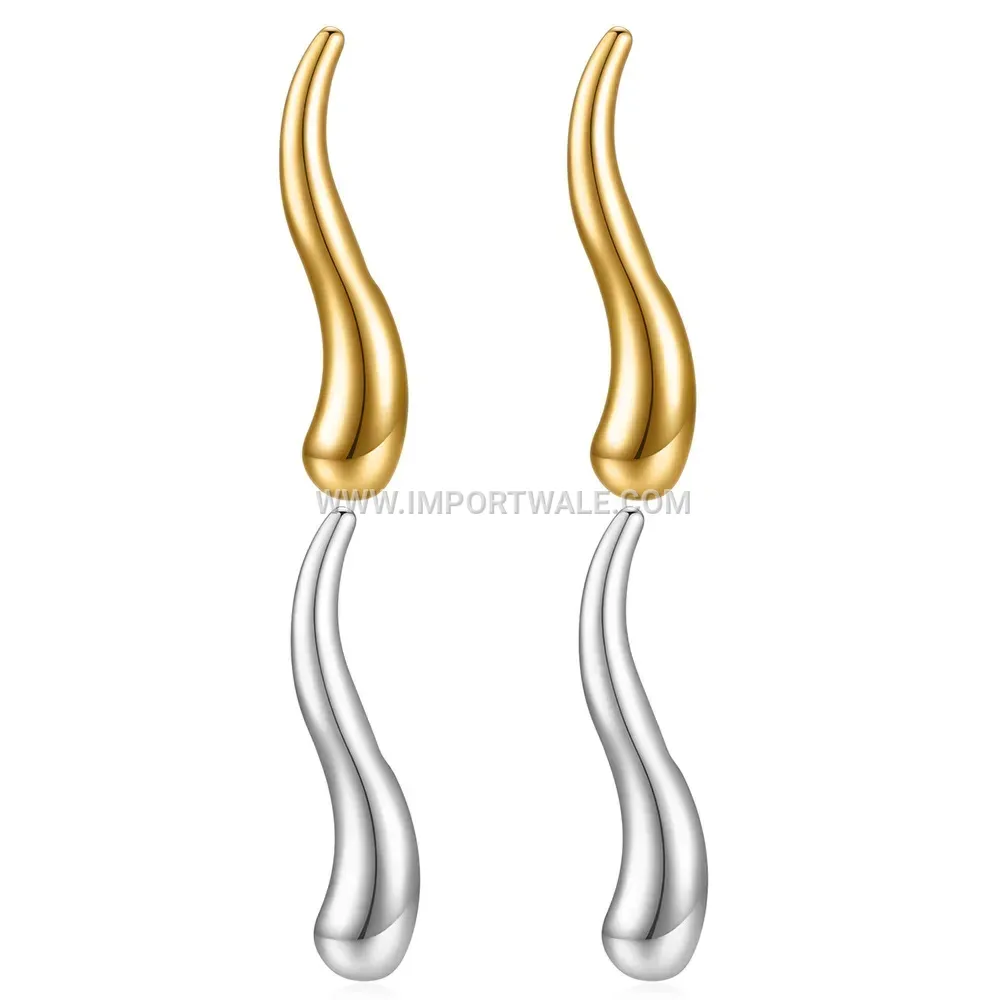 Minimalist Stainless Steel Hollow Teardrop Drop Earrings