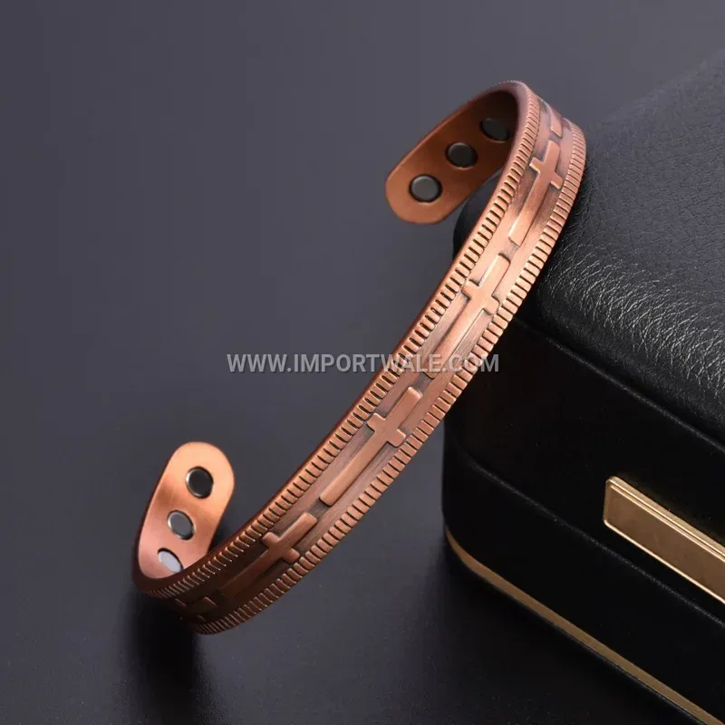 Unisex Geometric Antique Copper Magnetic Energy Bracelet