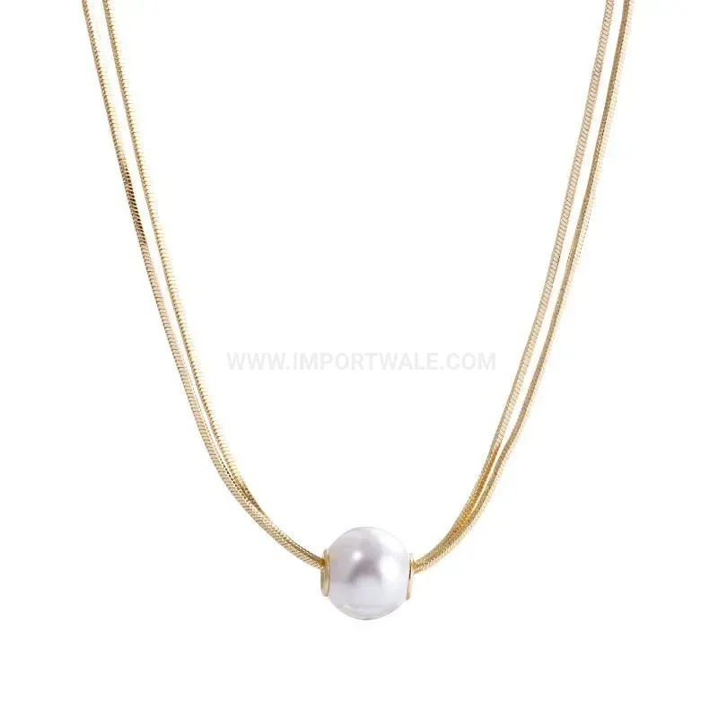 Stylish Double Layer Mother of Pearl Titanium Steel Clavicle Necklace