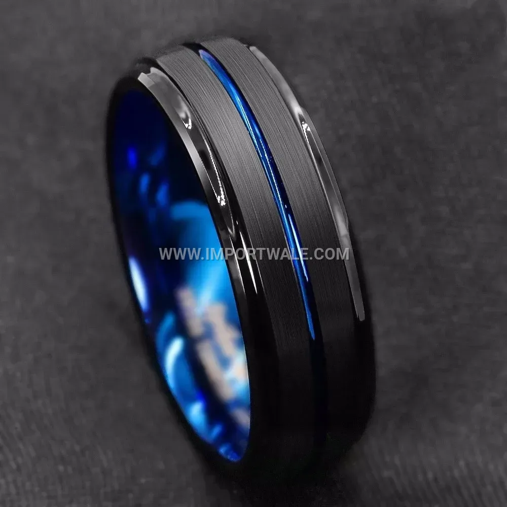 Two-Tone Beveled Stainless Steel Band Ring