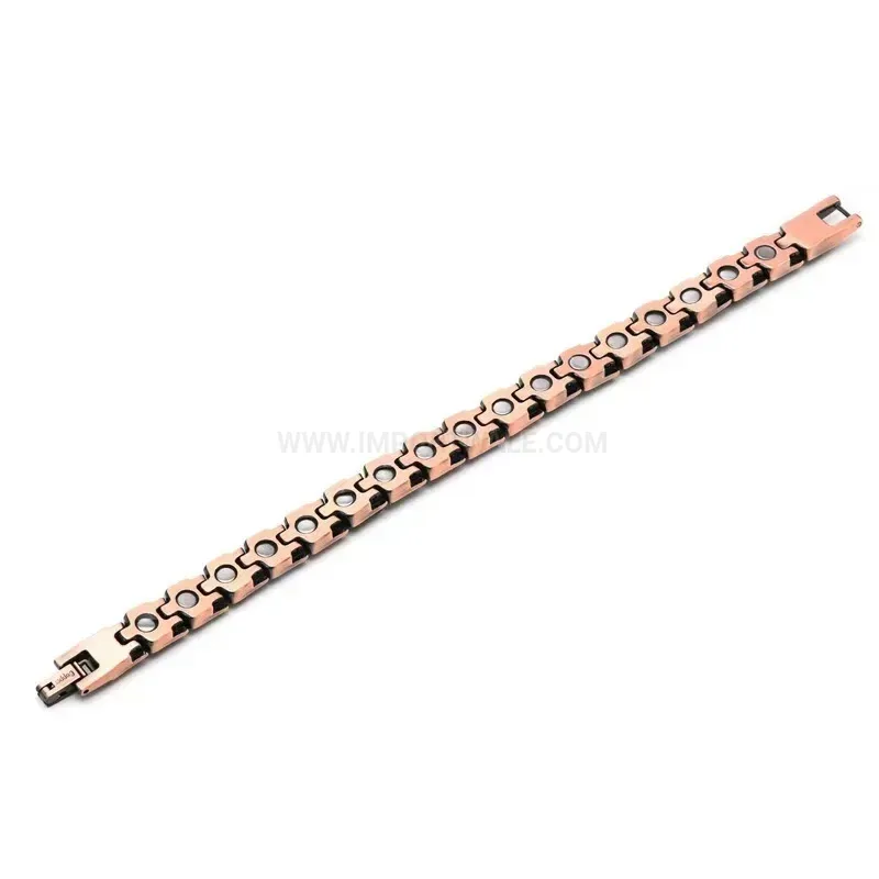 Chic Vintage Turquoise Square Patchwork Copper Bio Magnetic Bracelet
