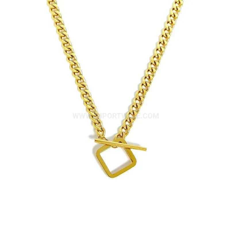 Chic Punk Gold Titanium Steel Toggle Clasp Choker Necklace