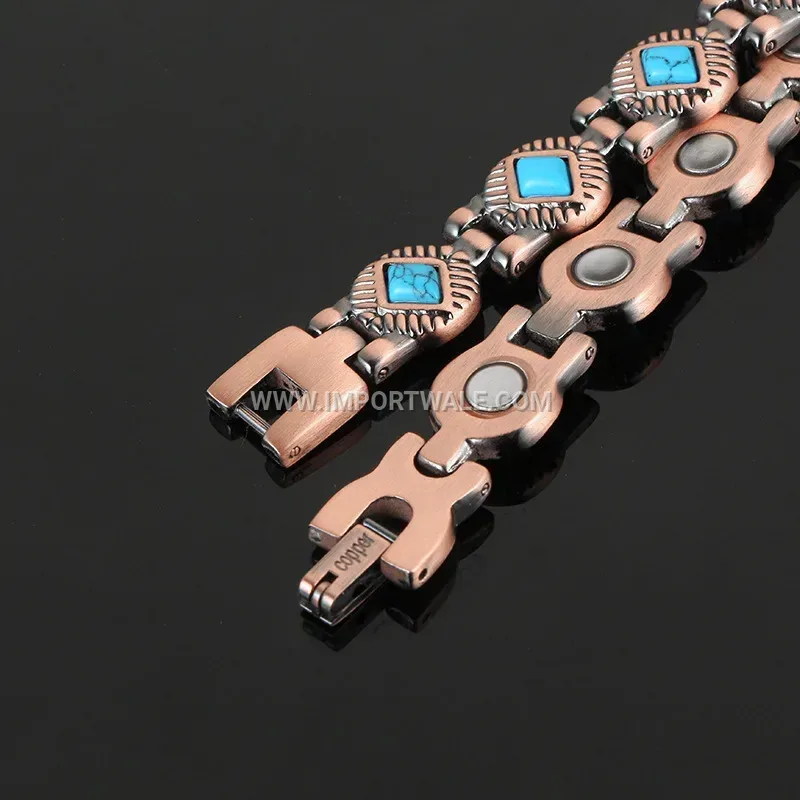 Wavy Stainless Steel Bio Magnetic Stone Bracelet