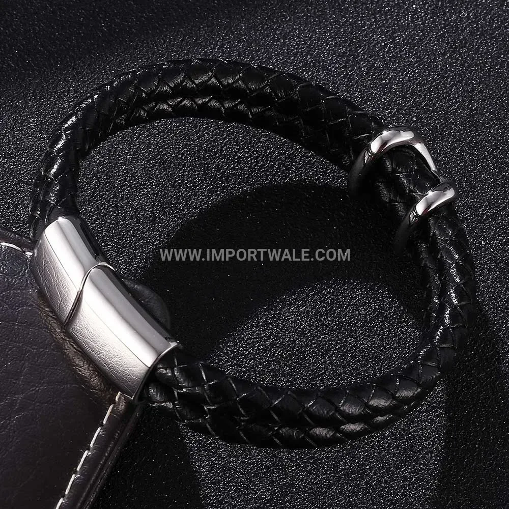 Silicone and Stainless Steel Crown Motif Pair Bracelet