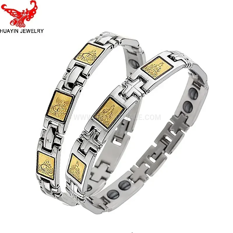 Titanium Steel Magnetic Bio Energy Couple Link Bracelet
