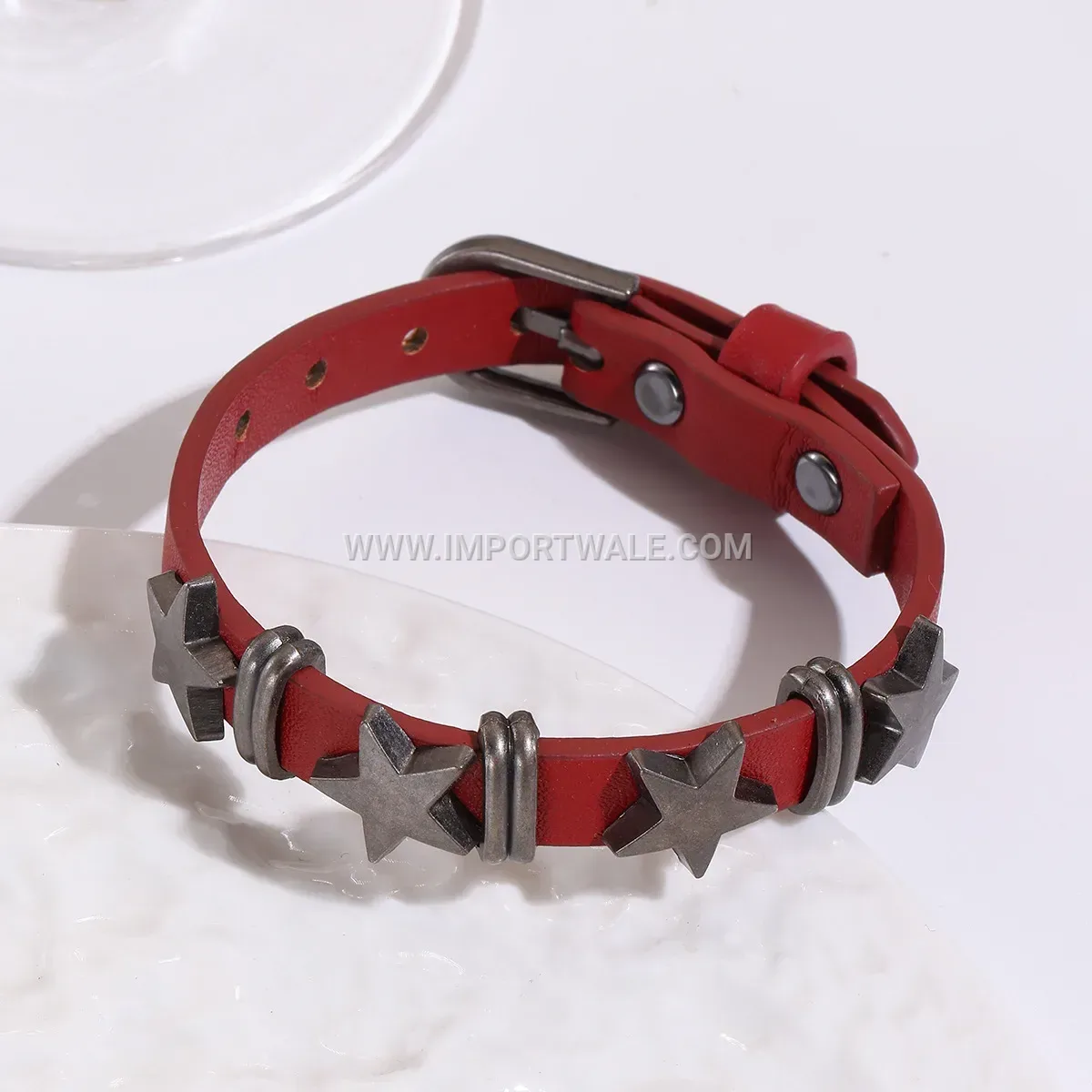 Vintage Rivet Star Adjustable Leather Cuff Bracelet