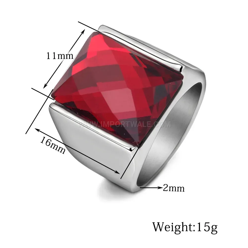 Stylish Substantial Retro Stainless Steel Signet Ring with Gemstone