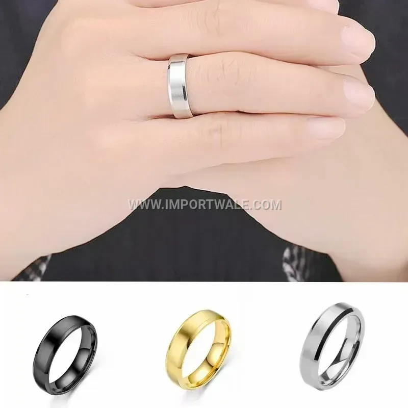 Polished Double Bevel Gold Plated Stainless Steel Ring