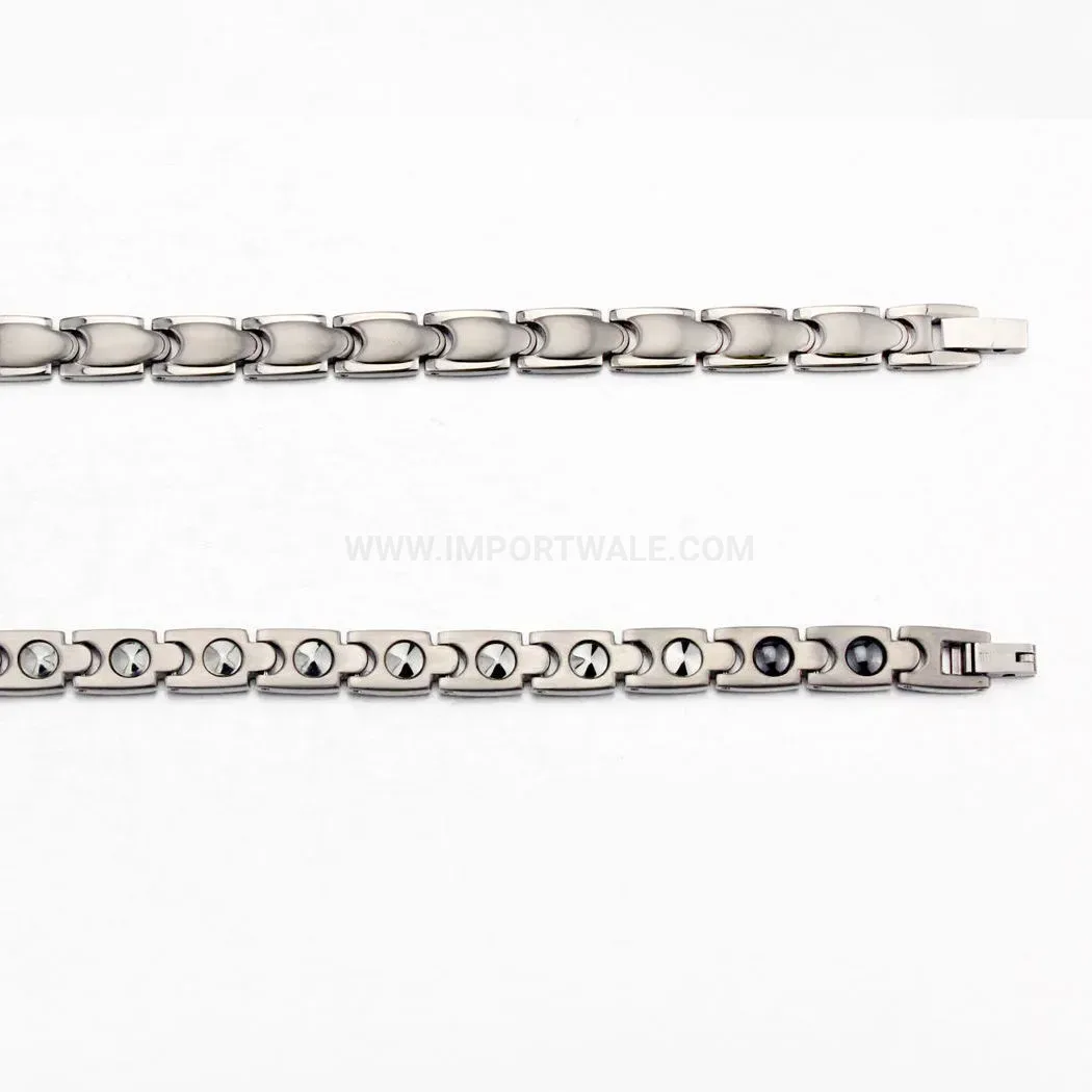 Classic Sleek Geometric Pure Titanium Bio Magnetic Link Bracelet