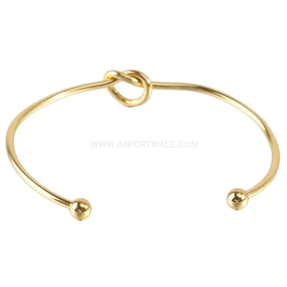 Chic Minimalist Stainless Steel Knot Open Bangle Bracelet