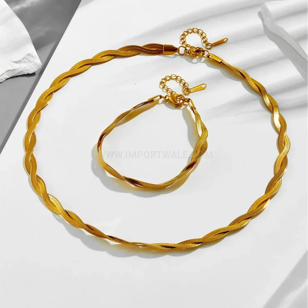 Double Layer Cross Blade Cuban Chain Titanium Steel Necklace Set