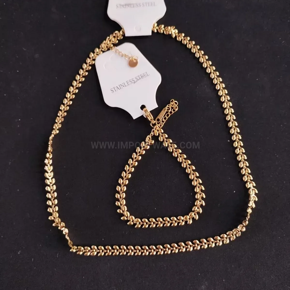 Elegant 18K Gold Plated Wheat Ear Pendant Necklace And Bracelet Set
