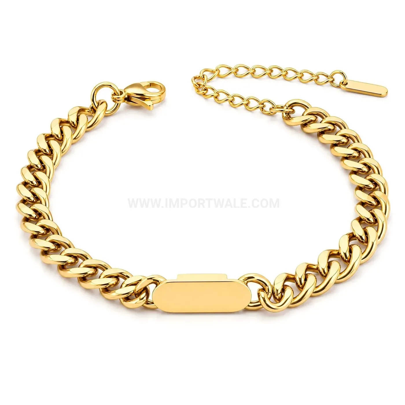 Polished Stainless Steel Cuban Link Chain Bracelet