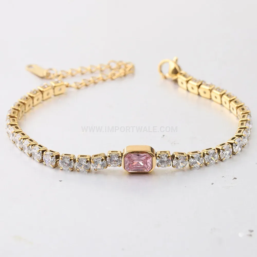 Dainty Stainless Steel Zirconia Tennis Chain Bracelet