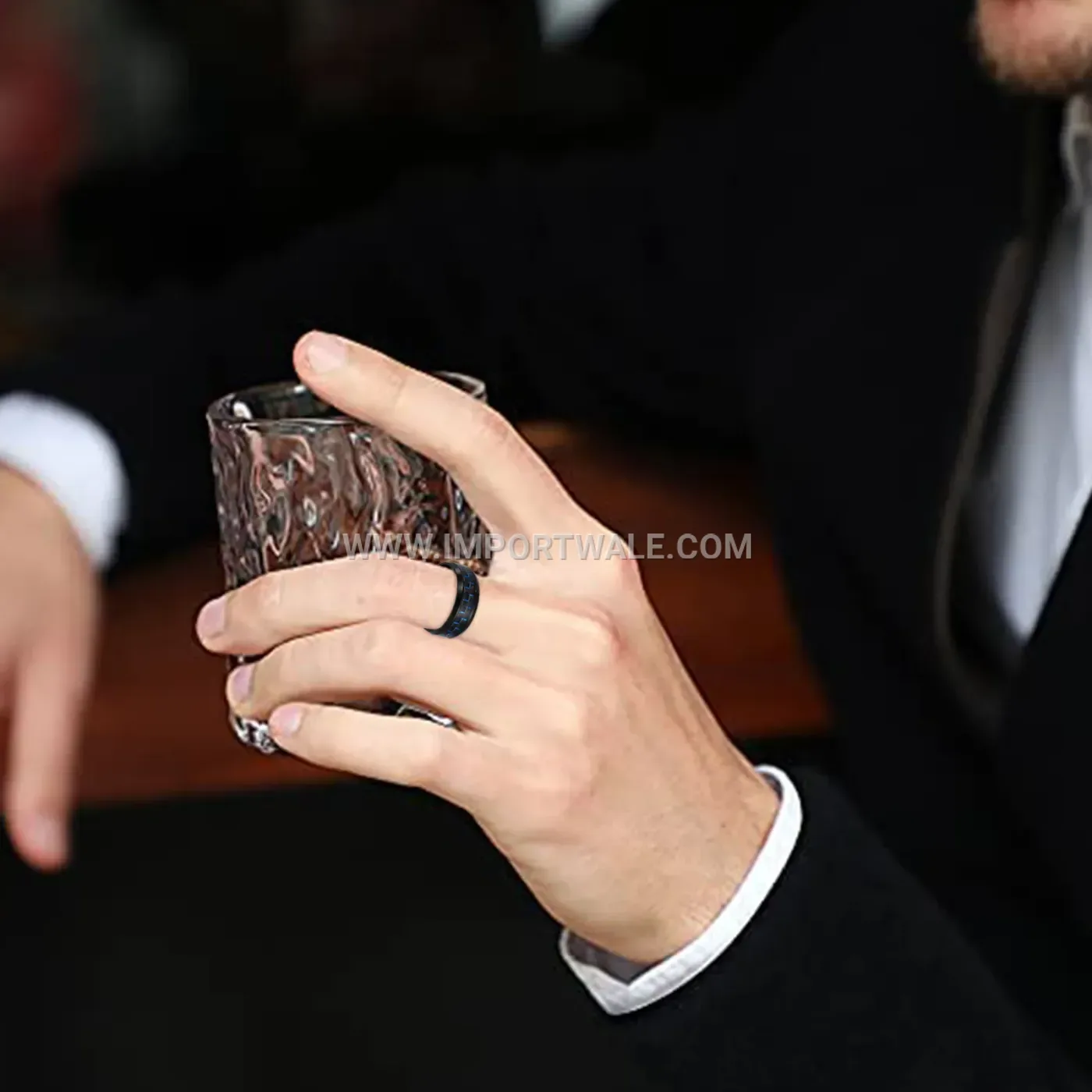 Carbon Fiber Inlaid Stainless Steel Men Ring