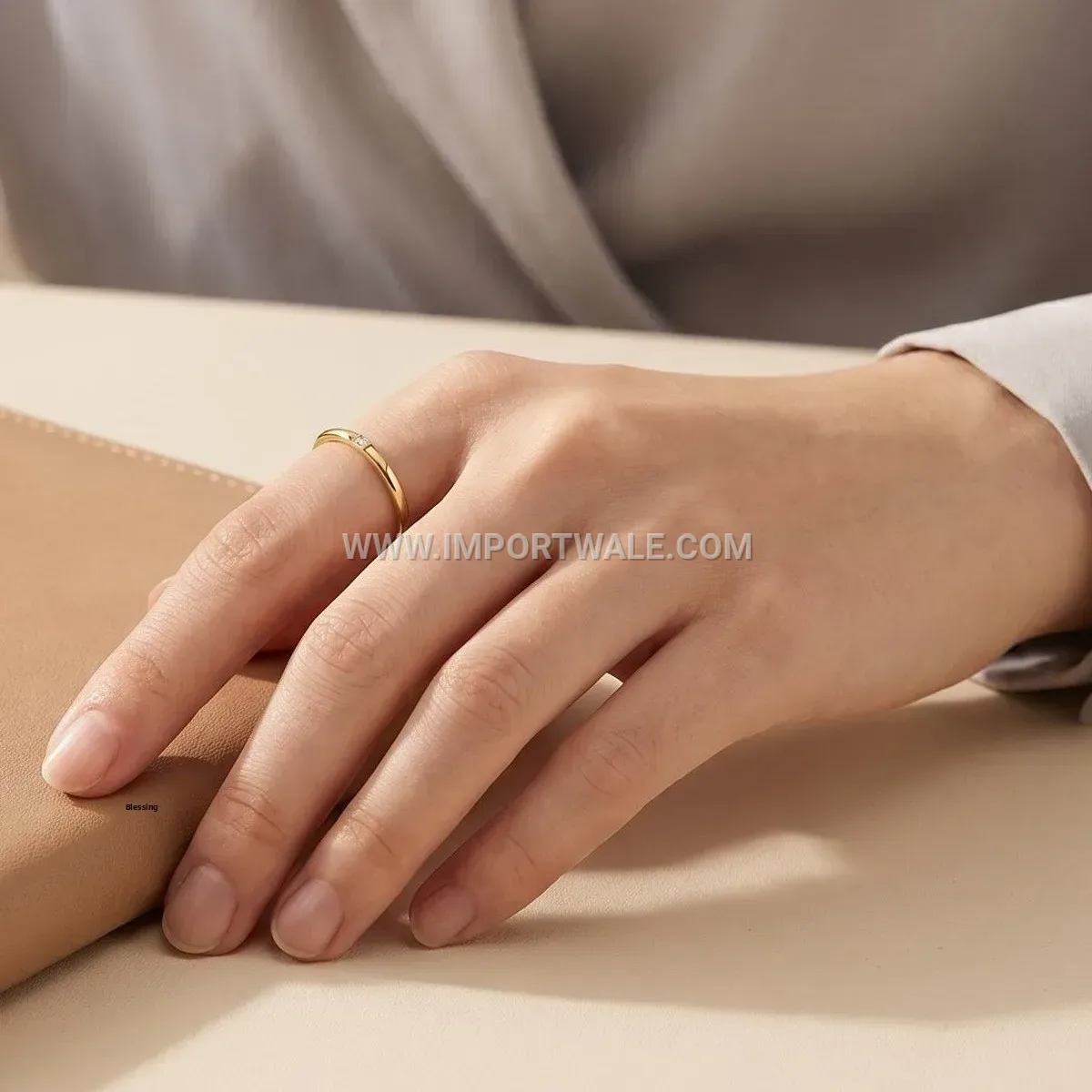 Radiant Zircon Plated Gold Stainless Steel Solitaire Ring