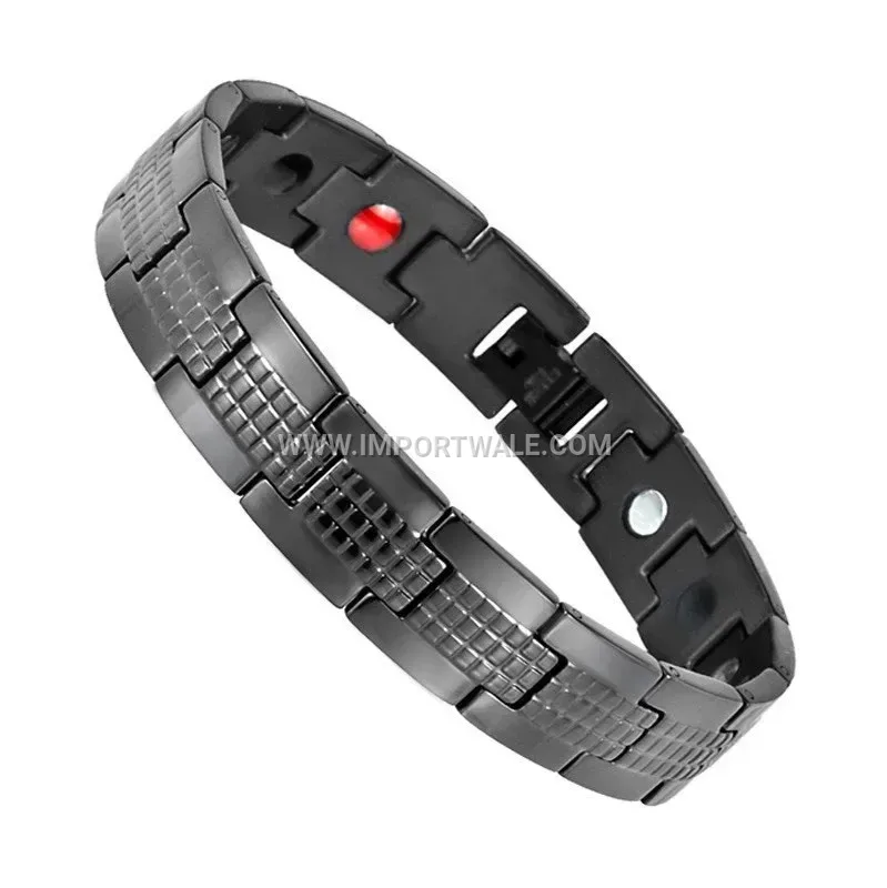 Men's Titanium Steel Geometric Magnetic Therapy Bracelet