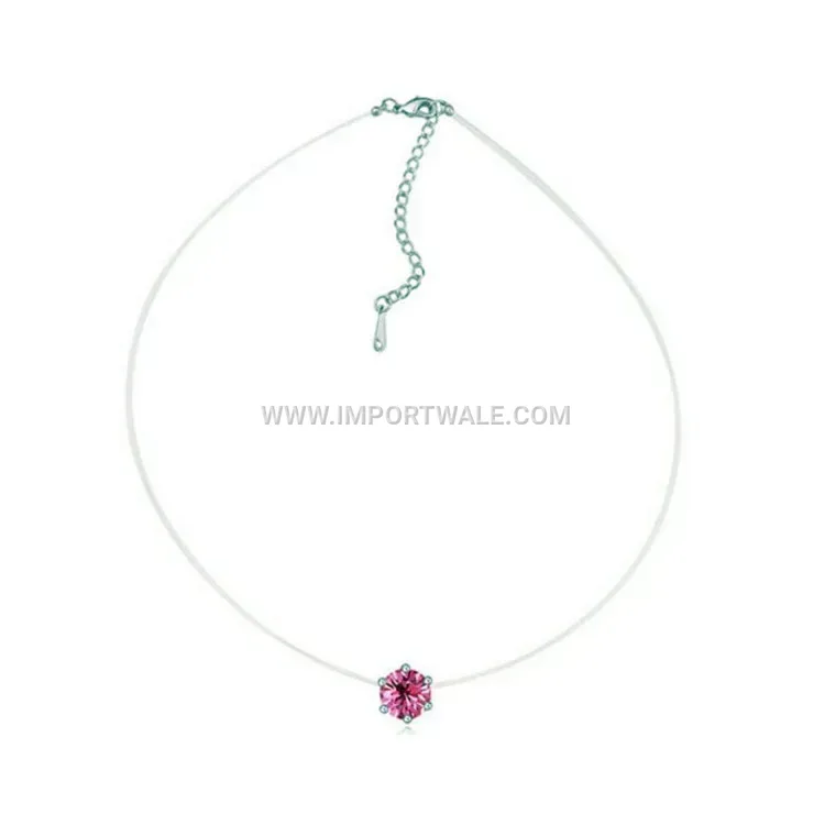 Minimalist Alloy Fishing Line Choker with Crystal Star Pendant