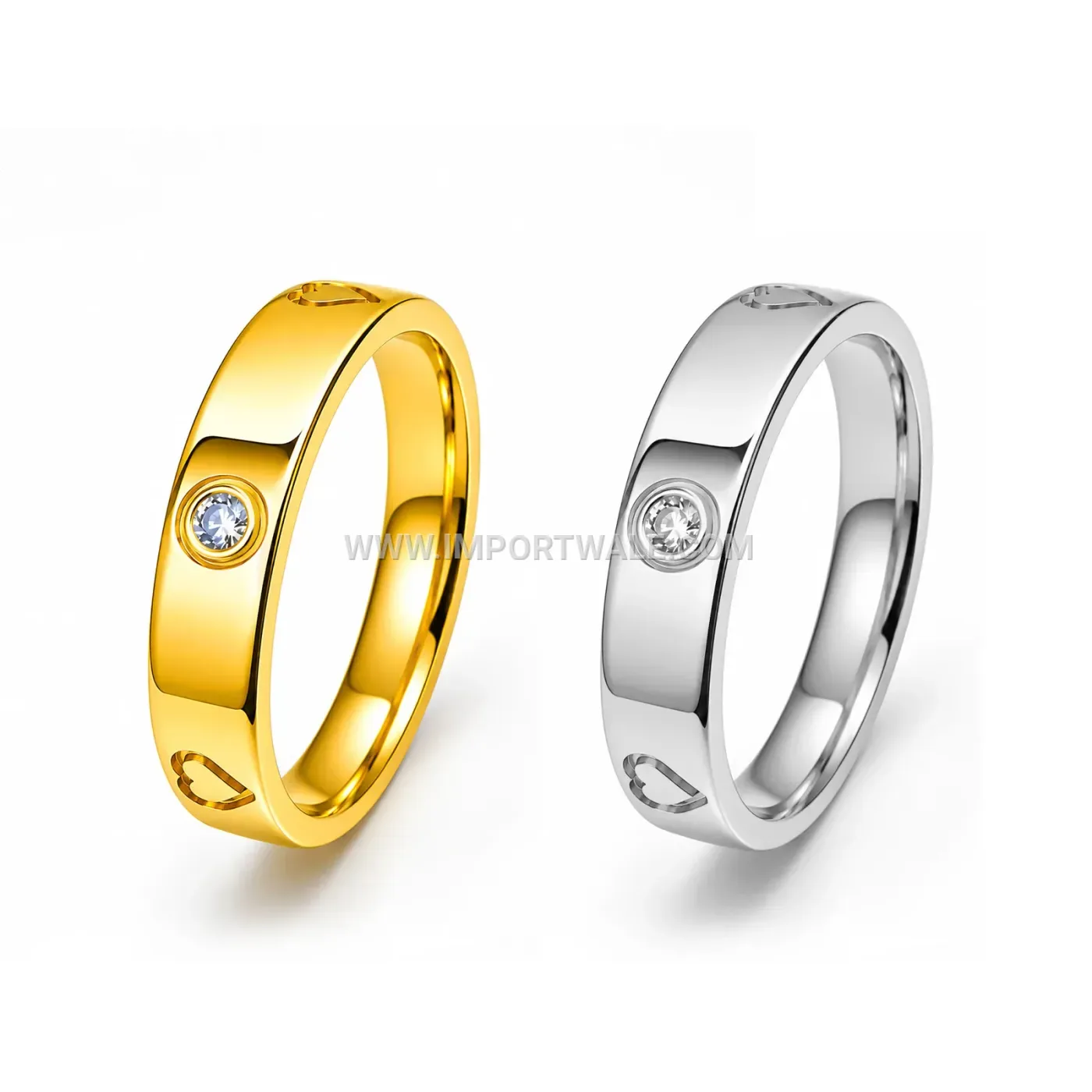 18K Gold Plated Heart Zircon Stainless Steel Engagement Ring