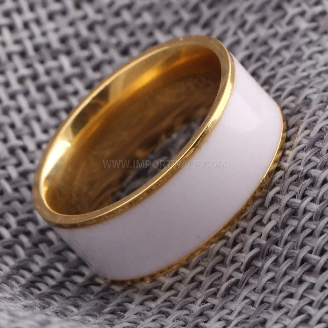 Premium White Epoxy Inlay 18K Gold Plated Stainless Steel Band