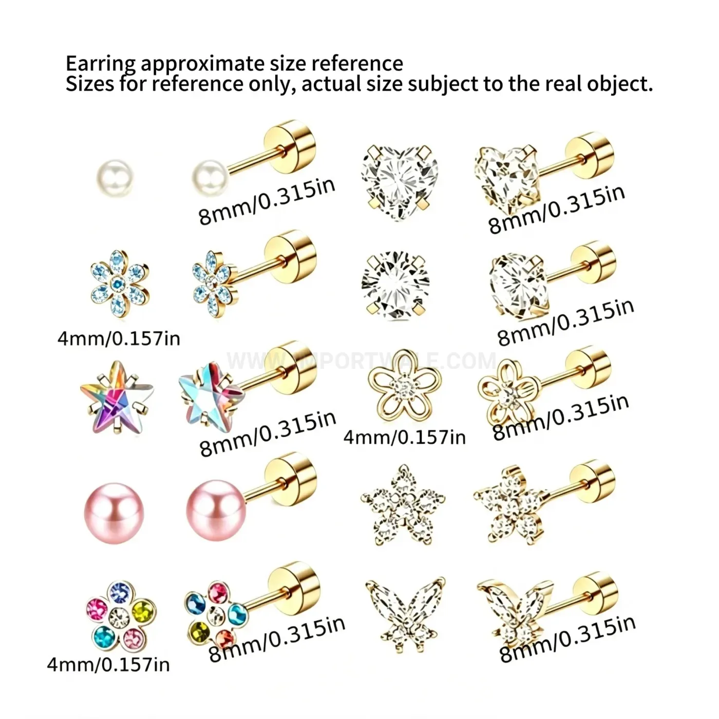 Fashion Stainless Steel Zircon and Pearl Threaded Cartilage Stud Piercings