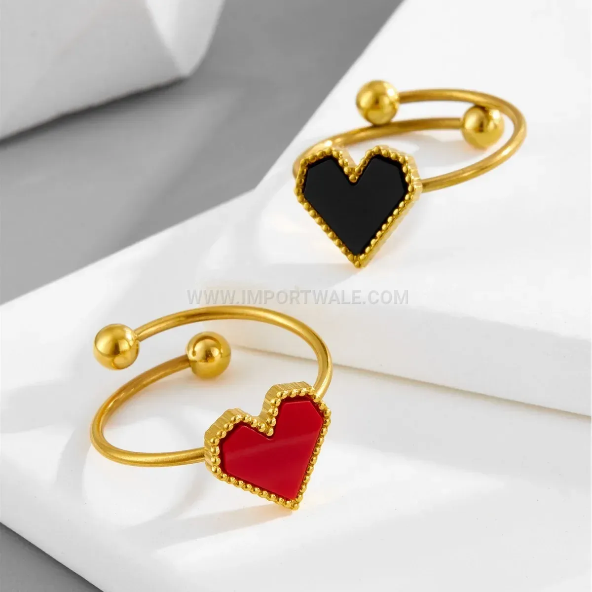 Adjustable Titanium Steel Heart Motif Ring