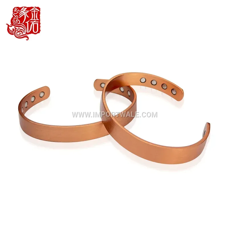 Minimalist Pure Copper Magnetic Bangle Bracelet with Vacuum Plating