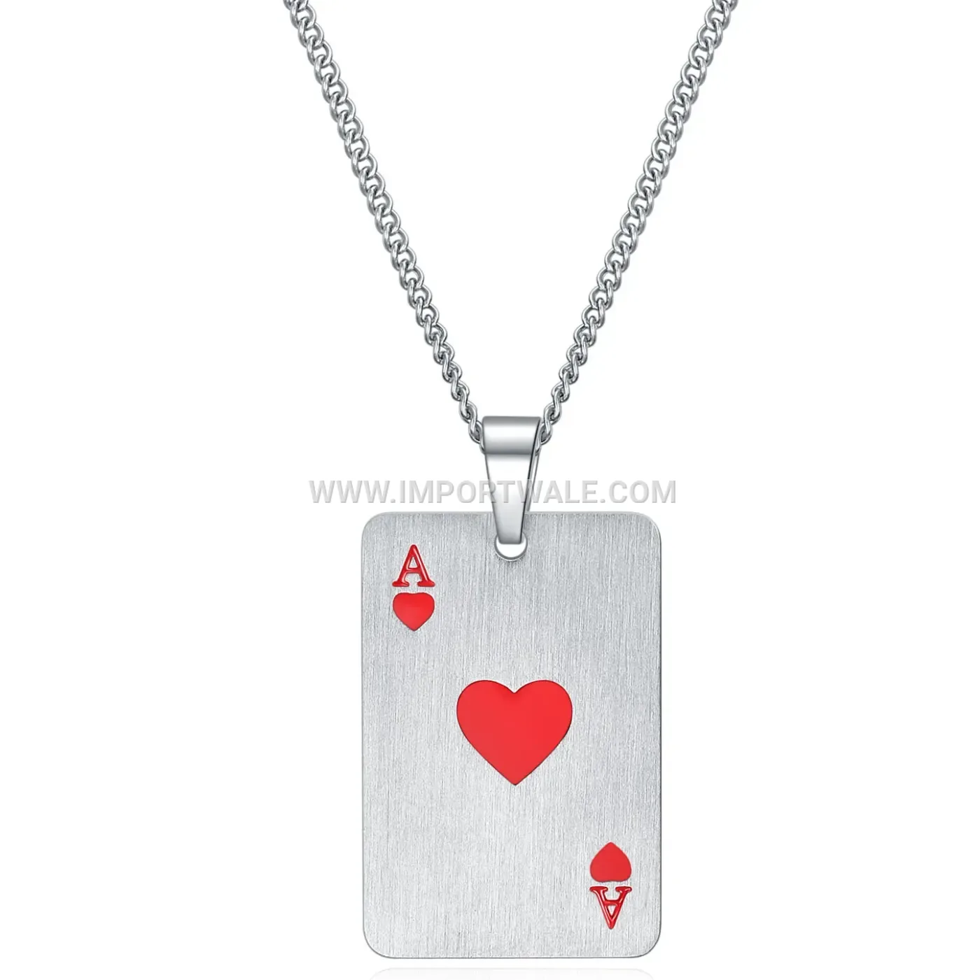 Vintage Brushed Stainless Steel Ace Pendant Necklace