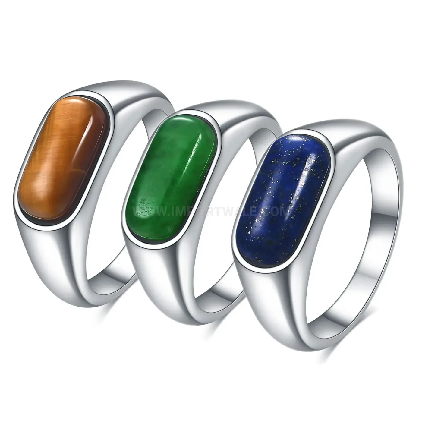 Chic Stone Inlaid Slim 304 Stainless Steel Band Ring