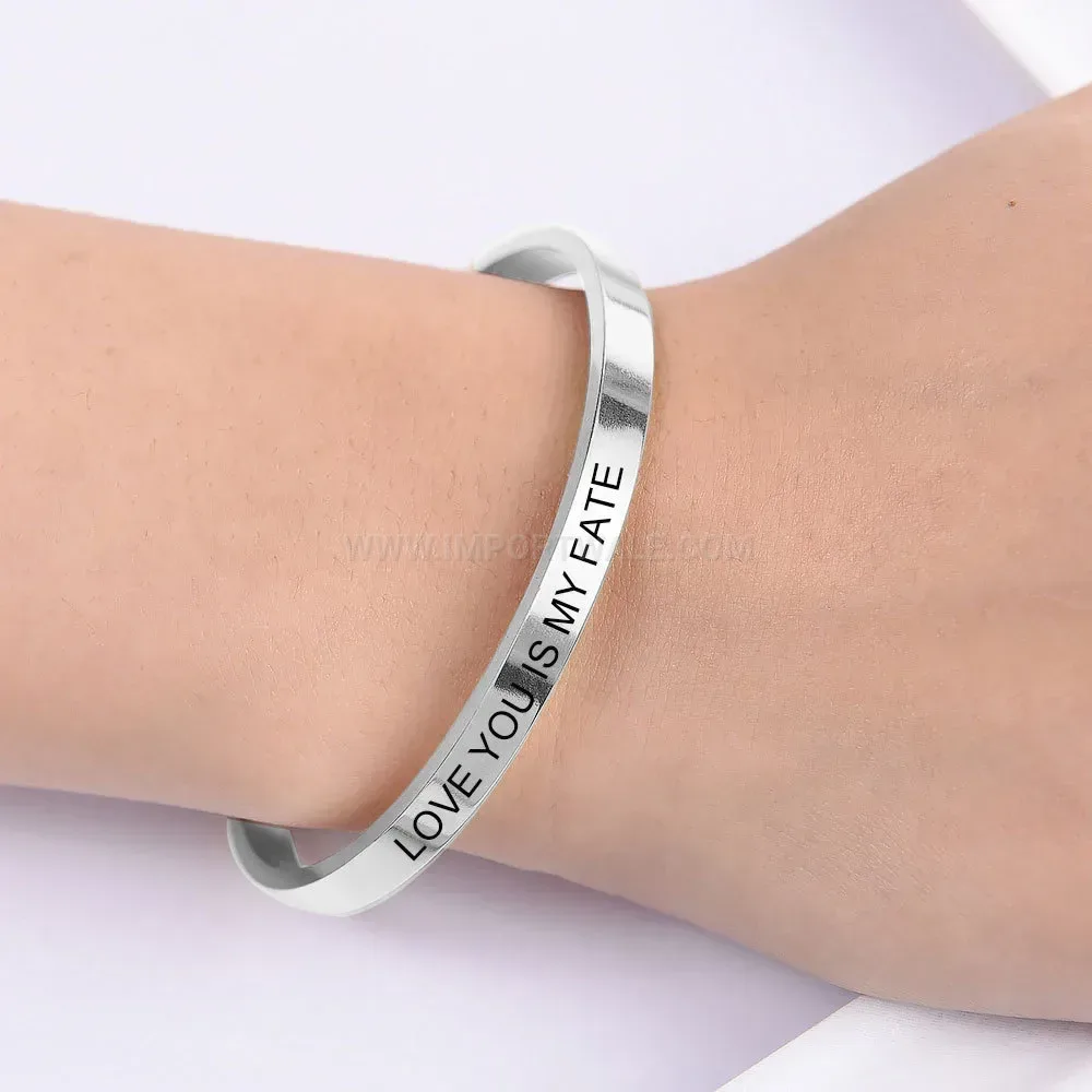 Classic Polished C Shape Open Cuff Stainless Steel Bracelet