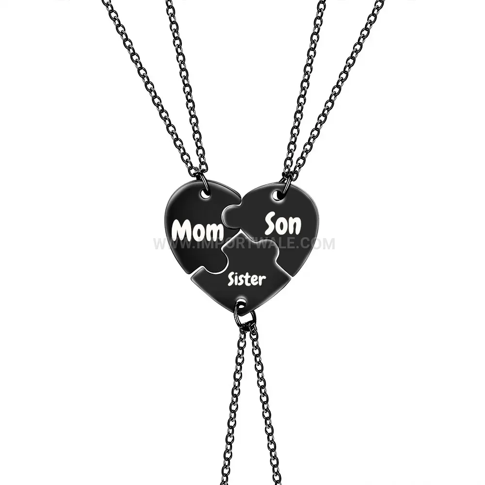 Stainless Steel Heart Puzzle Pendant Friendship Chain Necklace
