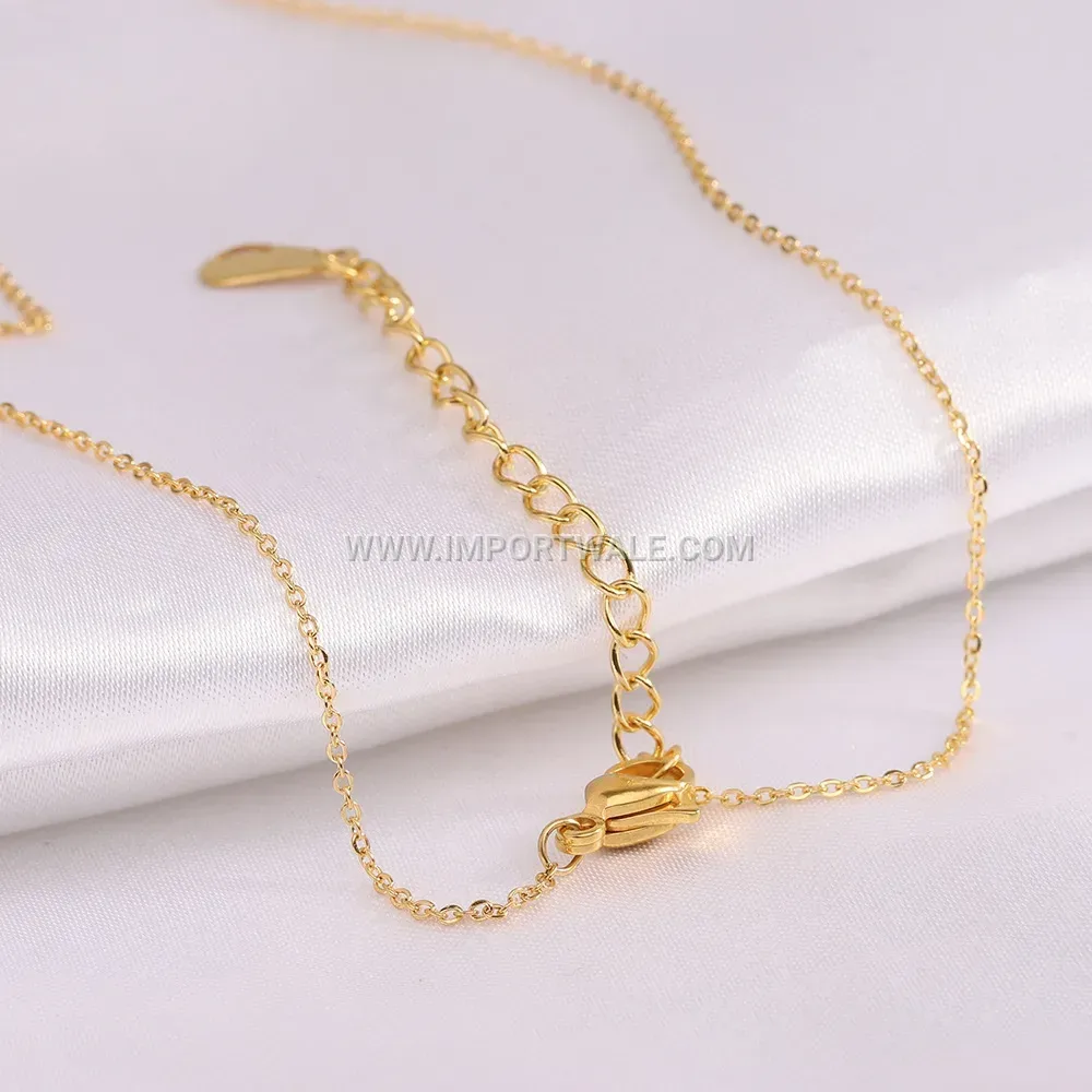 Gold Plated Stainless Steel Heartbeat EKG Line Minimalist Clavicle Necklace