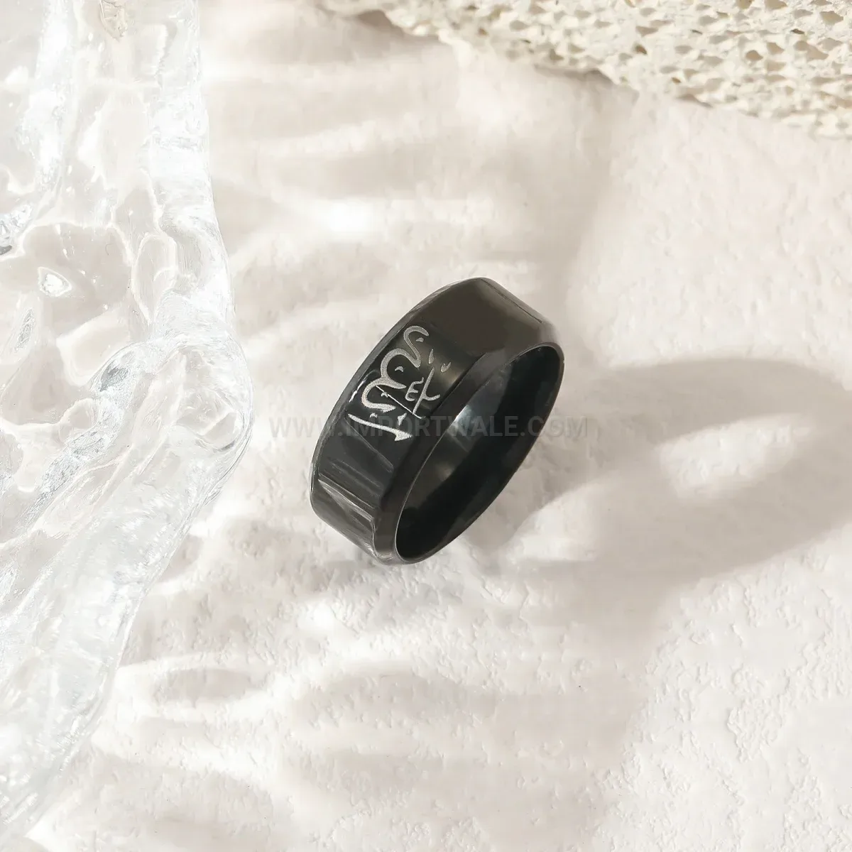 Elegant Stainless Steel Ayatul Kursi Calligraphy Band Ring