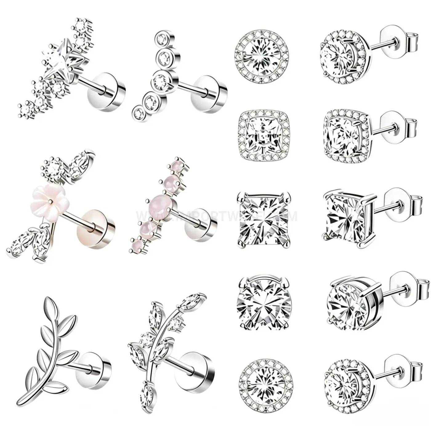 Fashion Delicate Cubic Zirconia Stainless Steel Cartilage Piercing Studs