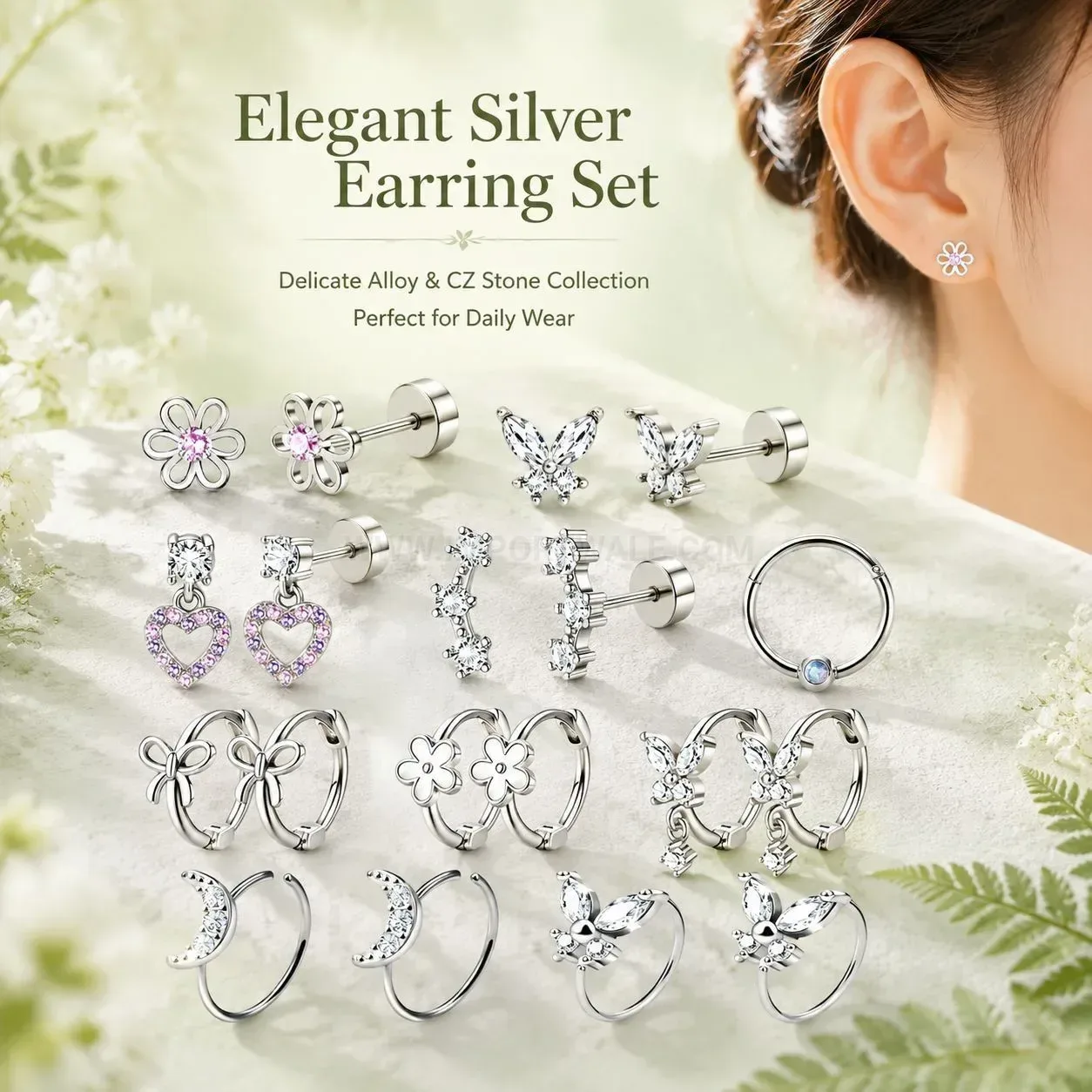 Bold Stainless Steel Multi-Style Stud and Hoop Stacking Piercing Set