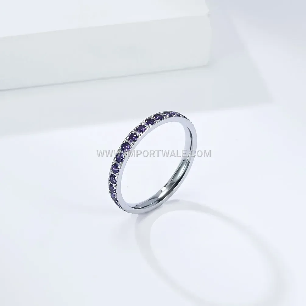 Gold Plated Zircon Micro-Pave Stainless Steel Band Ring