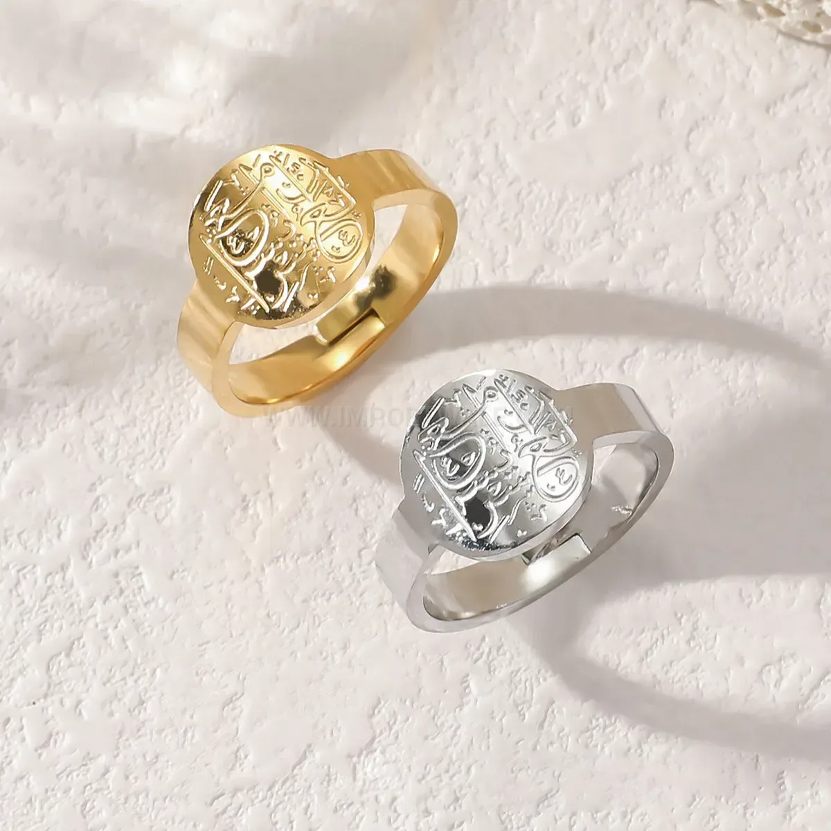 Adjustable Waterproof Stainless Steel Arabic Calligraphy Ring