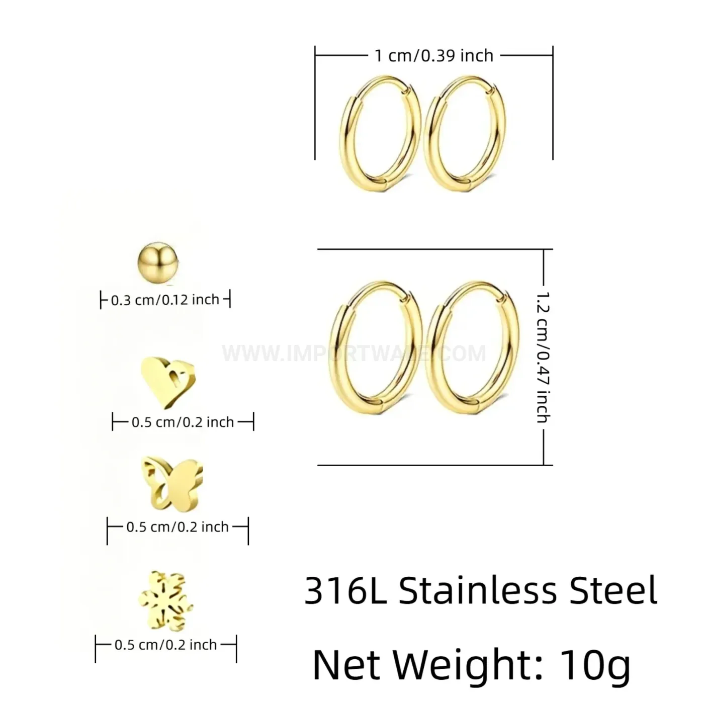 Modern Geometric Stainless Steel Piercing Jewelry Set with Insertion Tools