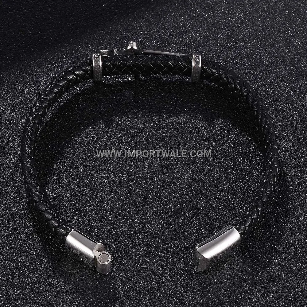 Men Stainless Steel Negative Ion Black Ceramic Link Bracelet