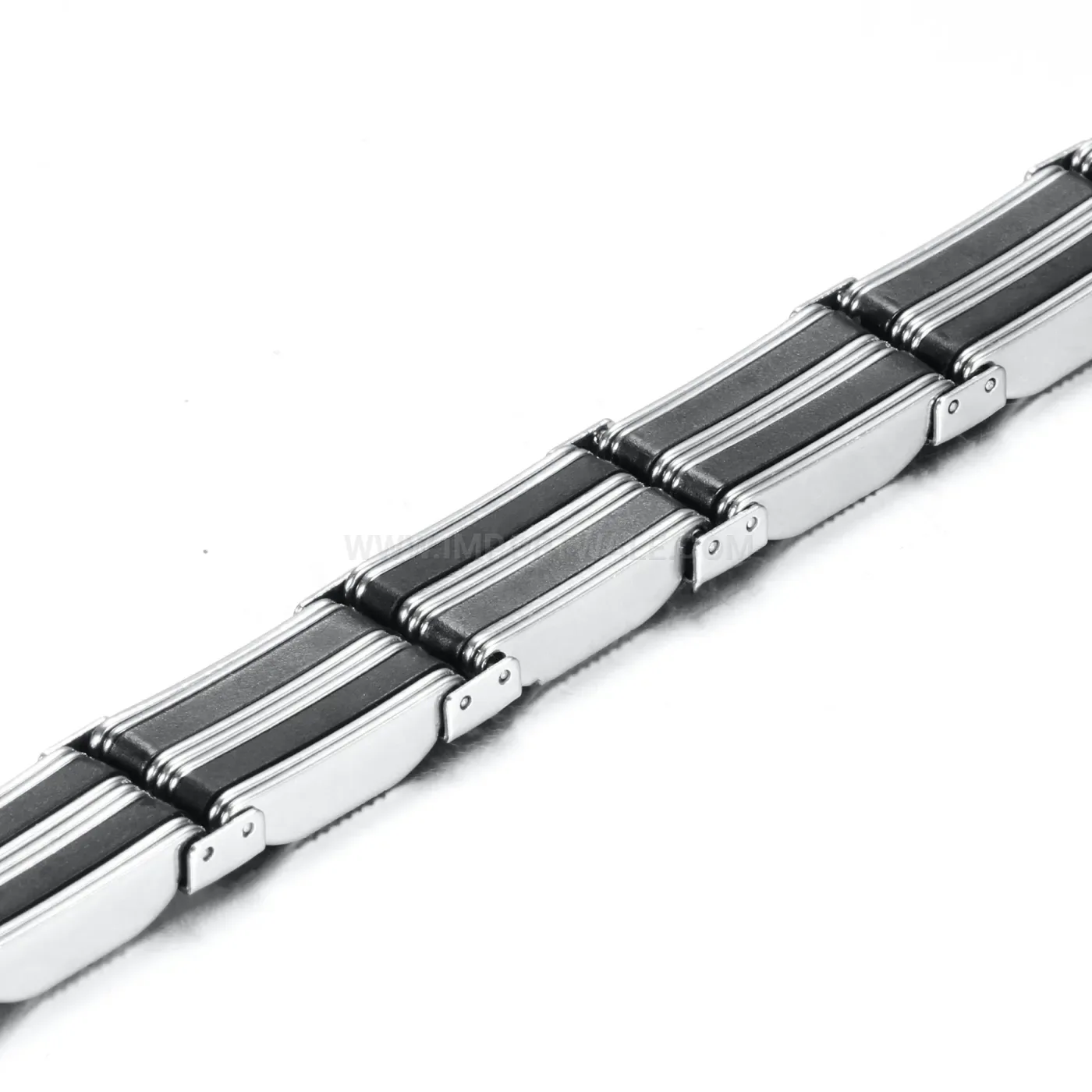 Men's Wide Stainless Steel Silicone Dotted Streetwear Bracelet