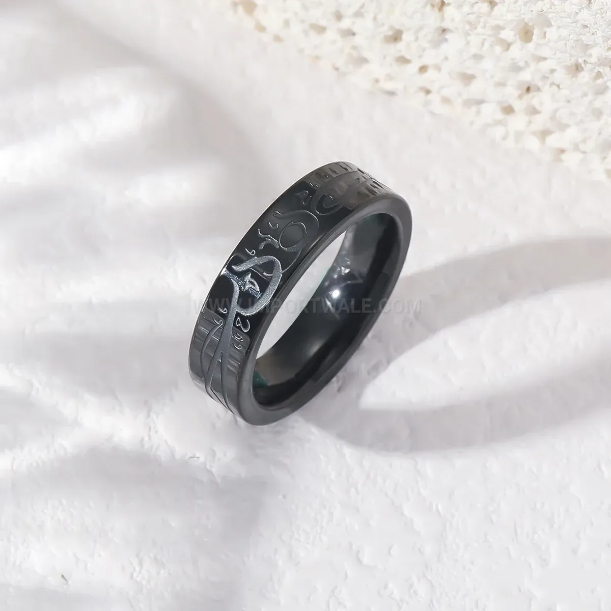 Bold Stainless Steel Engraved Calligraphy Script Ring