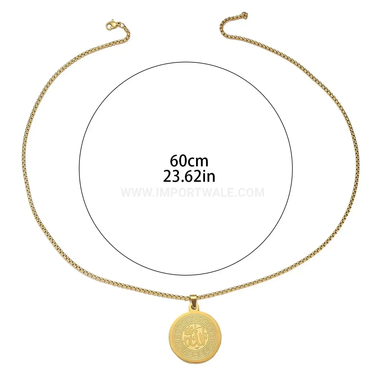 Modern Stainless Steel Engraved Ayatul Kursi Arabic Calligraphy Pendant Necklace