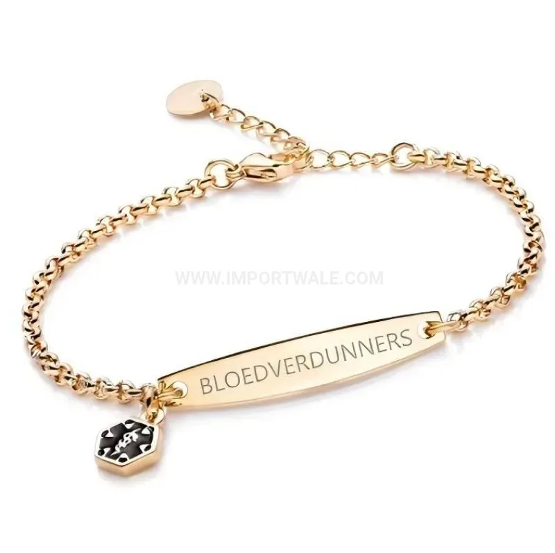 Premium Customizable Stainless Steel Medical Alert ID Chain Bracelet for Women