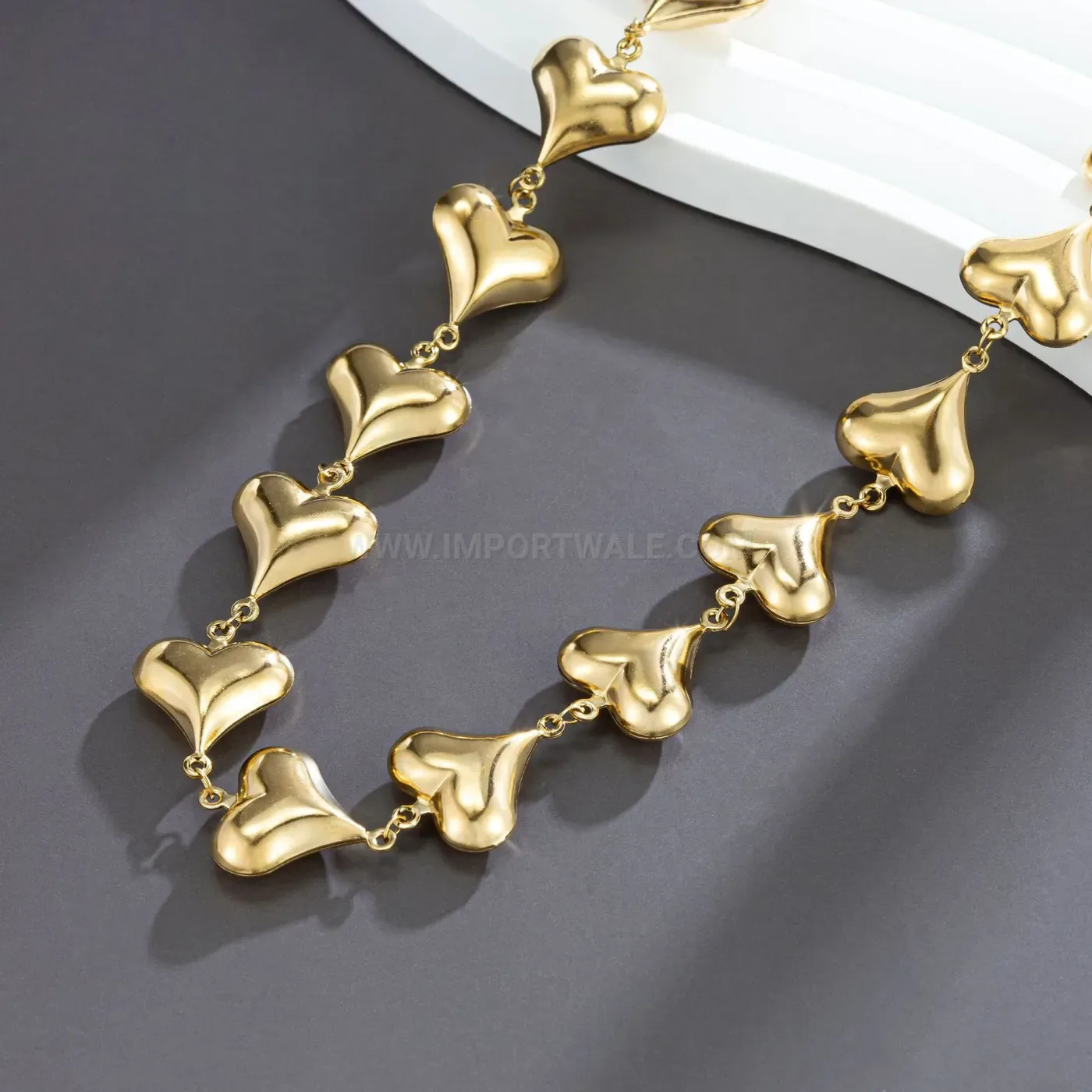 Hollow Heart Strand Gold Plated Titanium Steel Jewelry Set