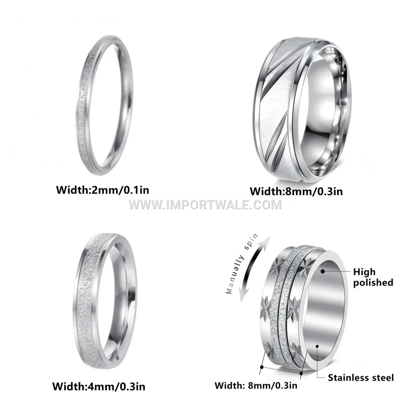 Minimalist Polished Stainless Steel Stacking Ring Set