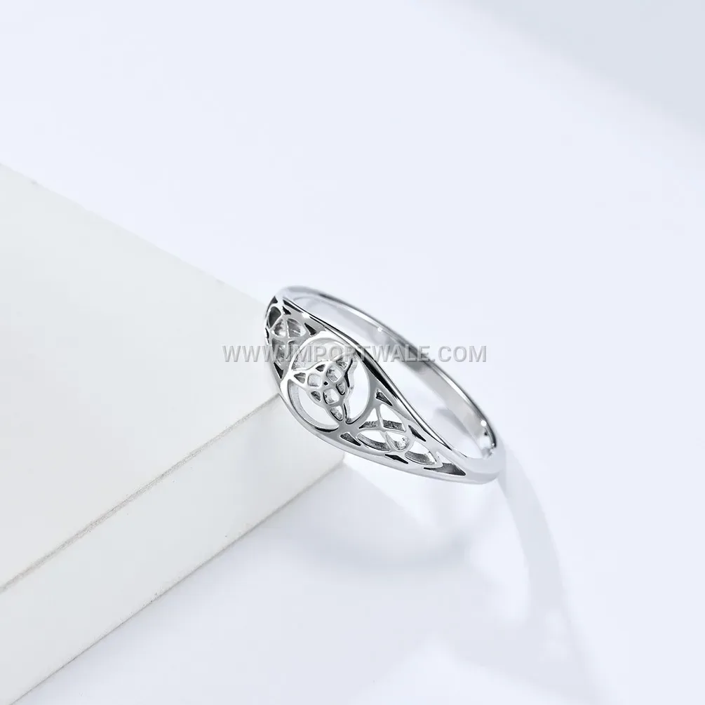Cutout Viking Celtic Triquetra Knot Stainless Steel Band Ring