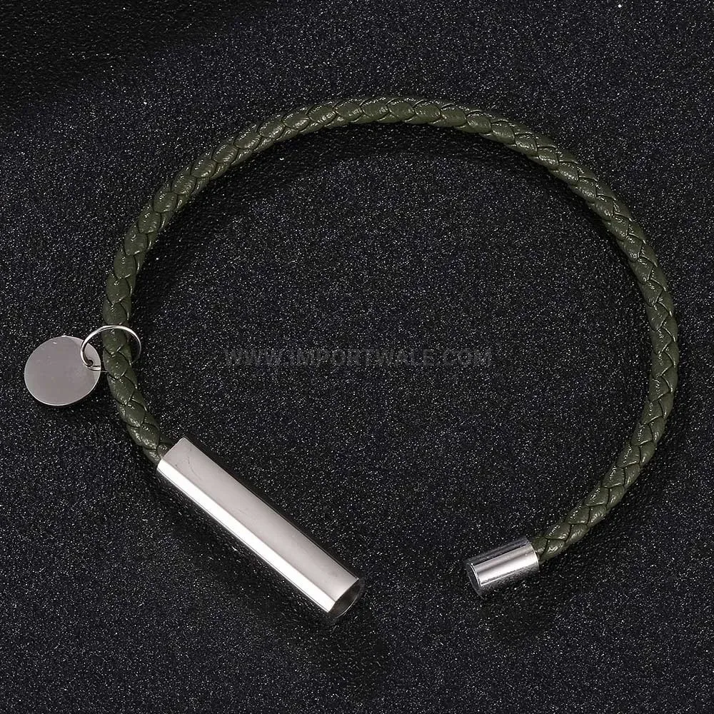 Handcrafted Braided Leather Rope Bracelet with Stainless Steel Clasp