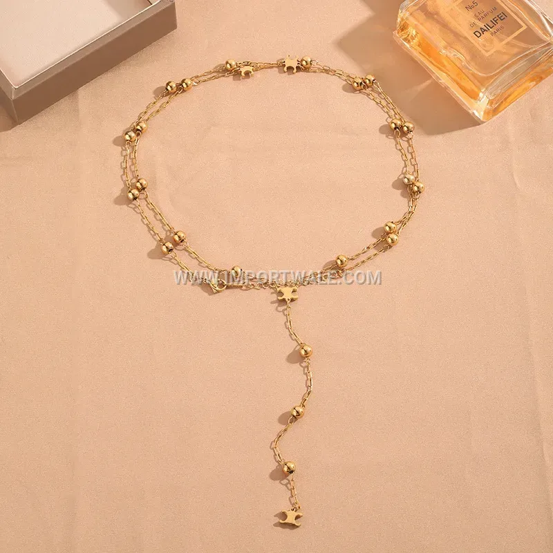 Gold Plated Titanium Steel Arc De Triomphe Long Chain Necklace