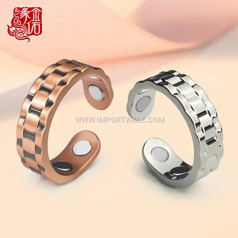 Textured Grid Pure Copper Magnetic Ring